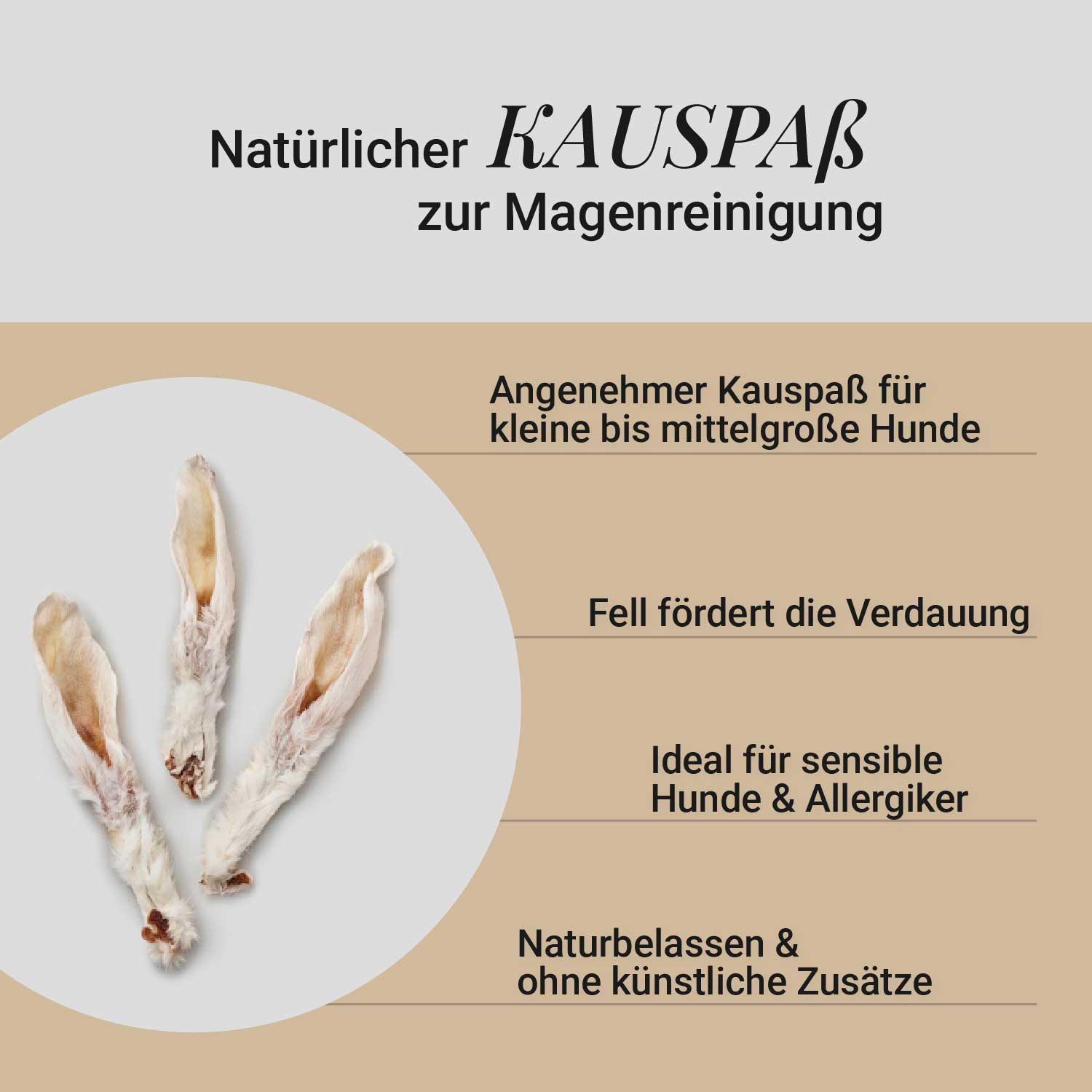 Kaninchenohren mit Fell, 200g
