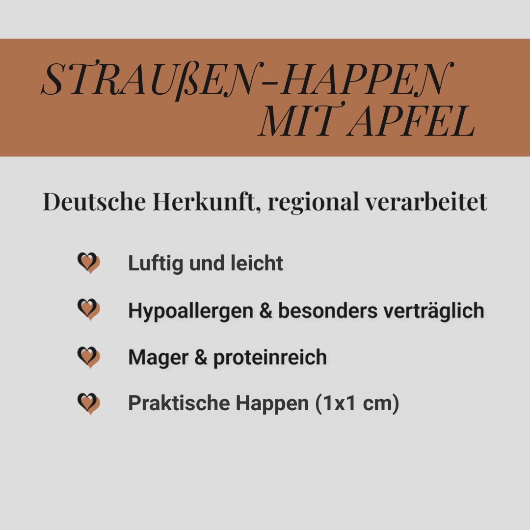 Straußen-Happen mit Apfel, 500g