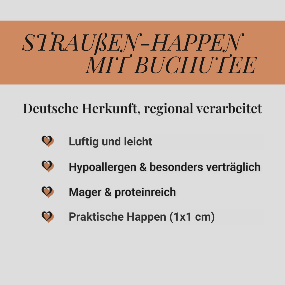 Straußen-Happen mit Buchutee, 500g